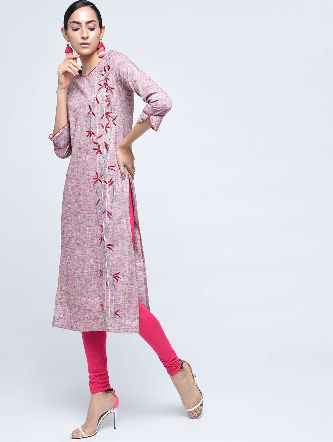straight embroidered kurta