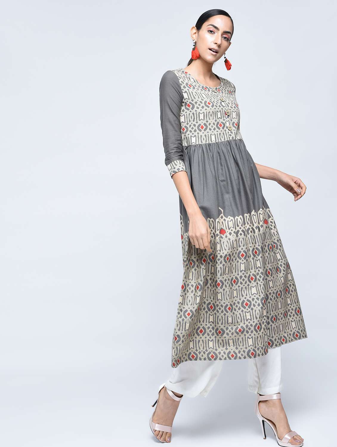 printed flared kurta