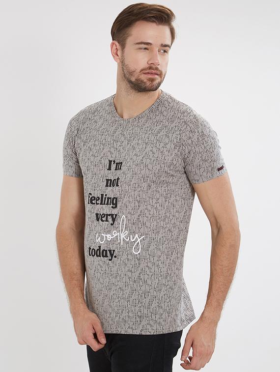 grey cotton all over print t-shirt - 15518992 -  Standard Image - 1