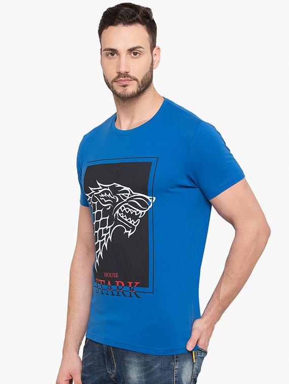 blue cotton chest print t-shirt - 15519054 -  Standard Image - 1