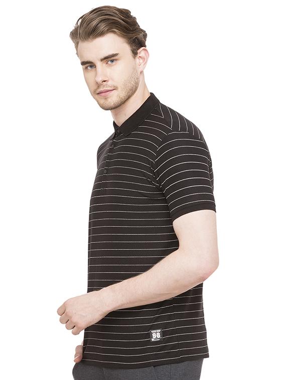 black cotton polo t-shirt - 15519091 - Standard Image - 1