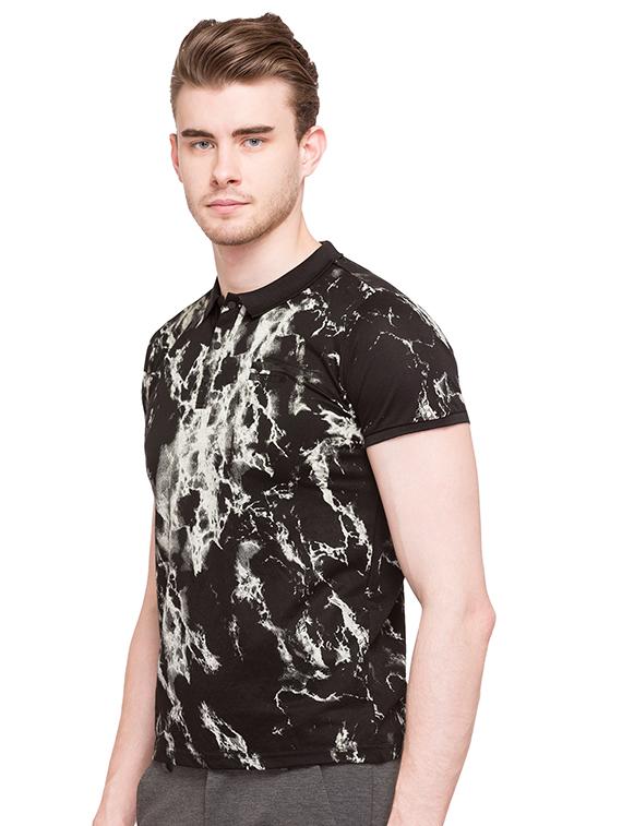 black cotton all over print t-shirt - 15519095 - Standard Image - 1