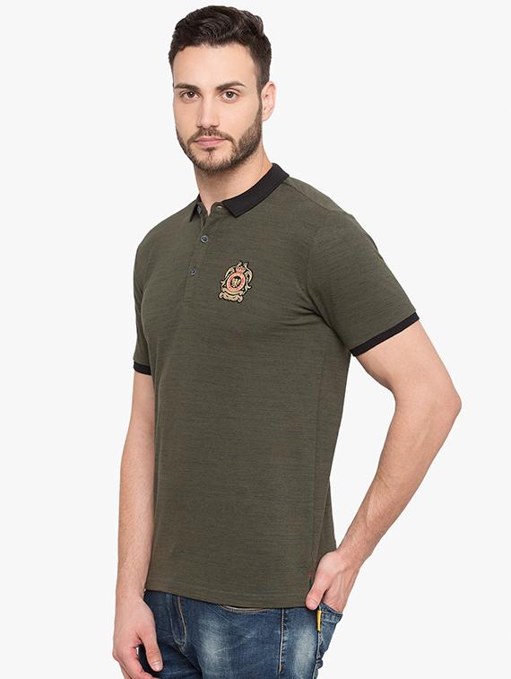 olive green cotton polo t-shirt - 15519128 - Standard Image - 1