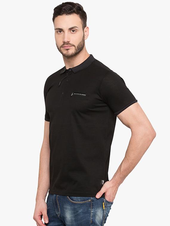 black cotton polo t-shirt - 15519137 - Standard Image - 1