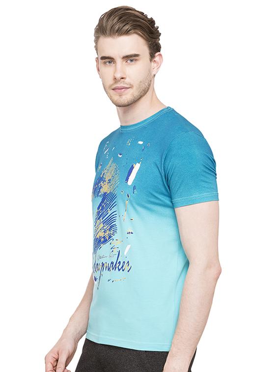 blue cotton front print t-shirt - 15519154 - Standard Image - 1
