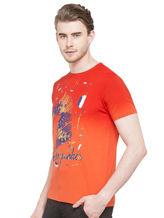 orange cotton front print t-shirt - 15519155 -  Standard Image - 1