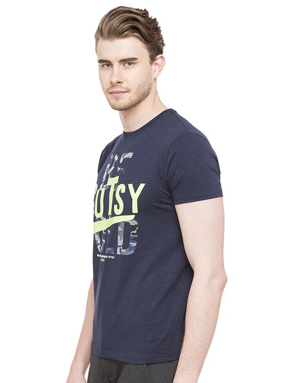 blue cotton chest print t-shirt - 15519156 - Standard Image - 1
