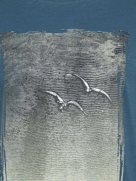 blue cotton chest print t-shirt - 15519167 -  Standard Image - 4