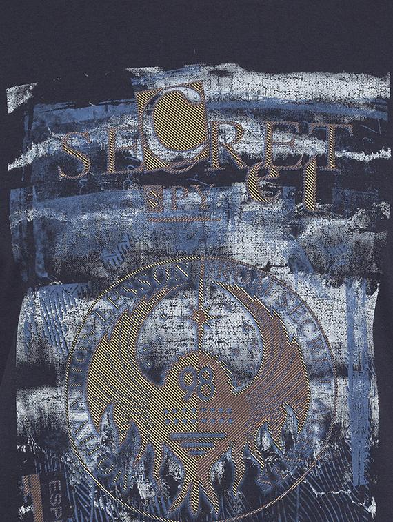blue cotton chest print t-shirt - 15519169 - Standard Image - 4