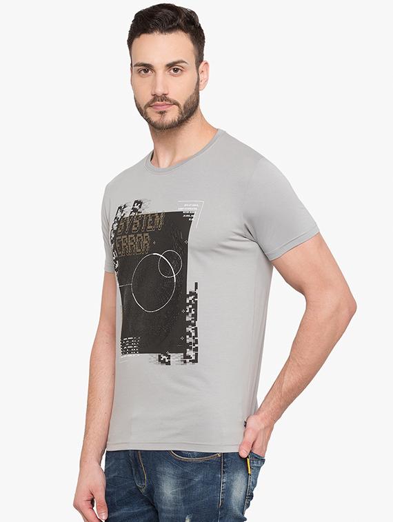 grey cotton chest print t-shirt - 15519173 - Standard Image - 1