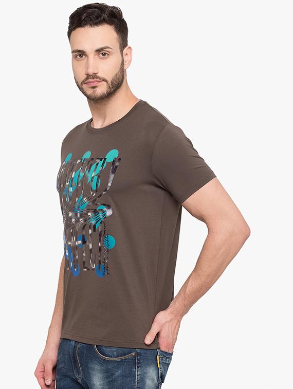 olive green cotton chest print t-shirt - 15519179 -  Standard Image - 1