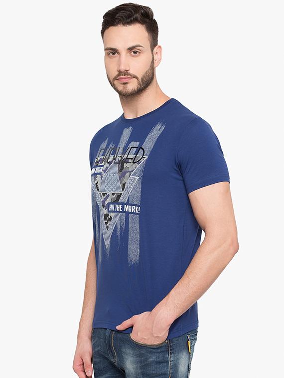 blue cotton chest print t-shirt - 15519189 -  Standard Image - 1