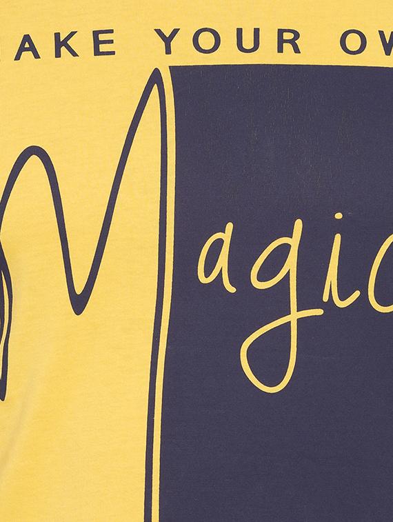 yellow cotton chest print t-shirt - 15519205 - Standard Image - 4