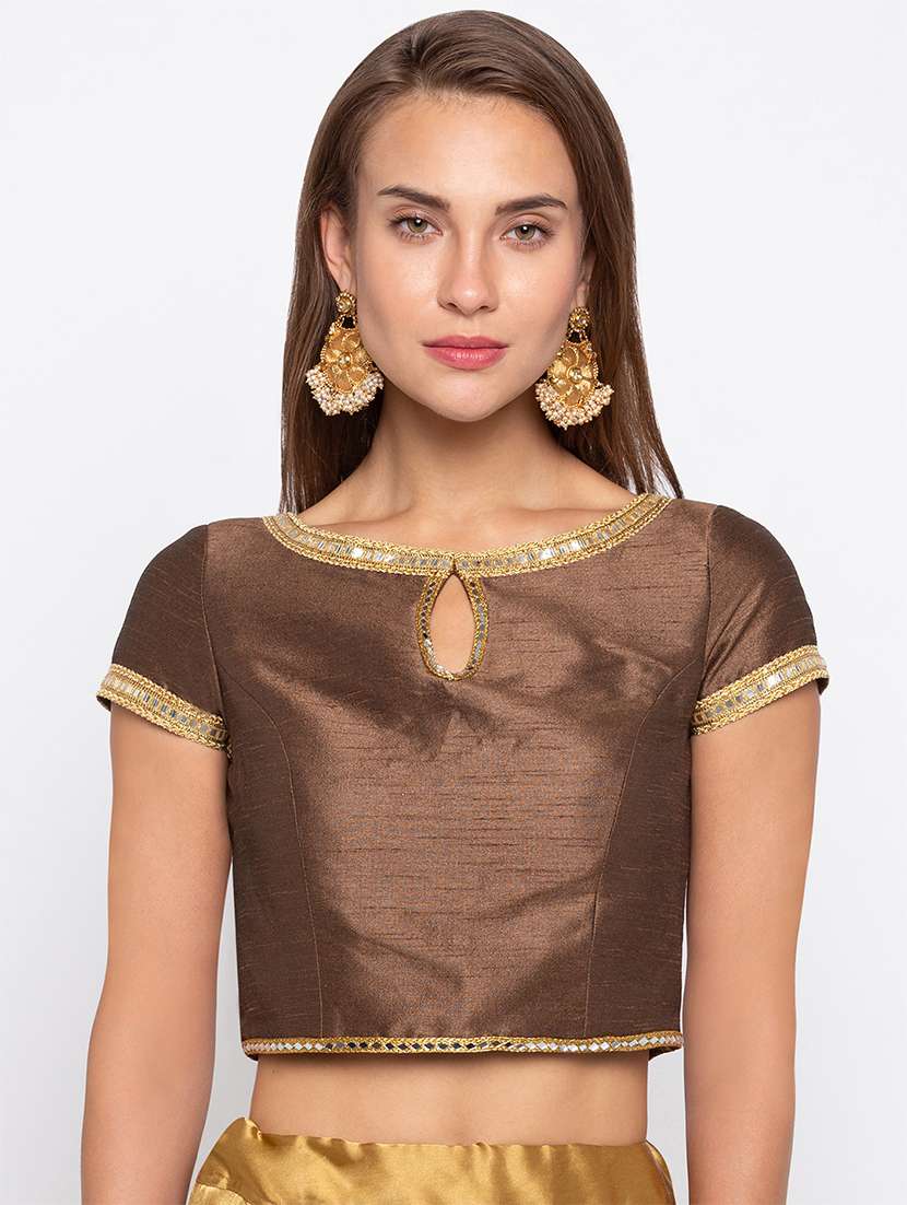 Metallic Solid With String Blouse