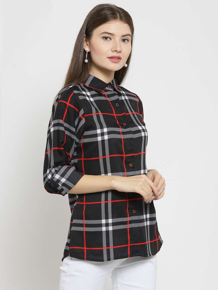 roll-up sleeved checkered shirt - 15521032 -  Standard Image - 1