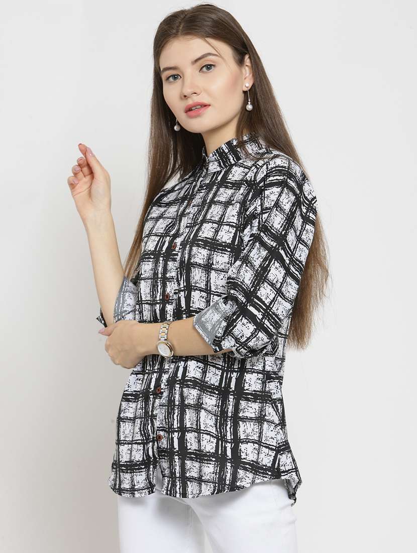 roll-up sleeved checkered shirt - 15521035 - Standard Image - 1