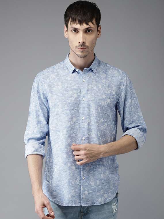 blue cotton casual shirt