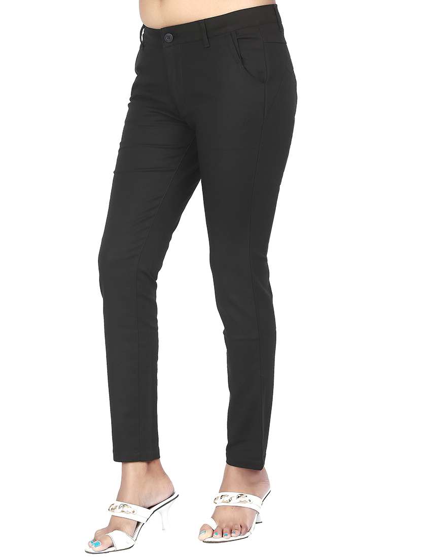 flat front solid trouser - 15522066 -  Standard Image - 1