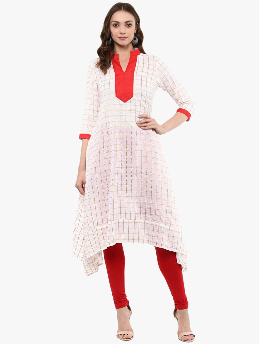 asymmetric checkered kurta