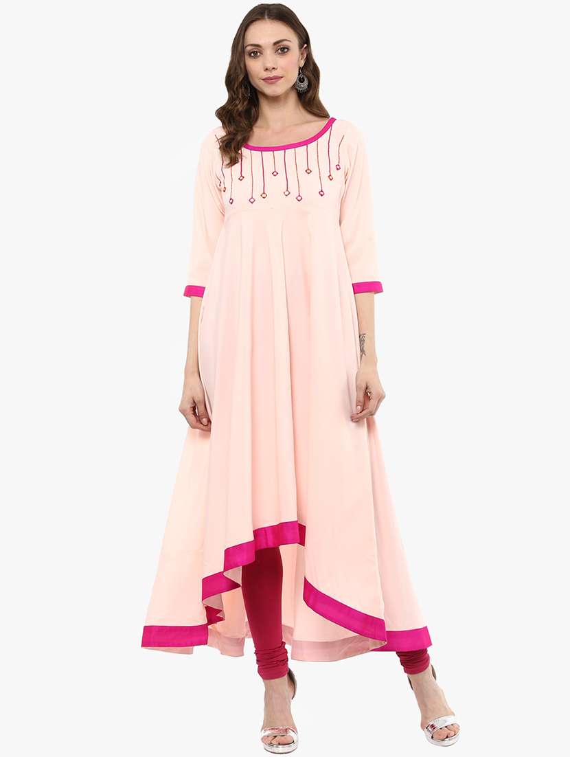 high low embroidered kurta