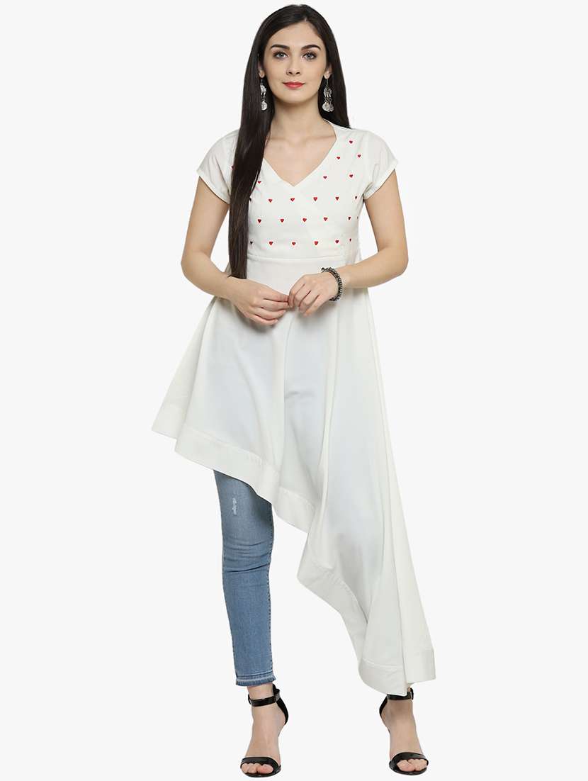 asymmetric embroidered kurta
