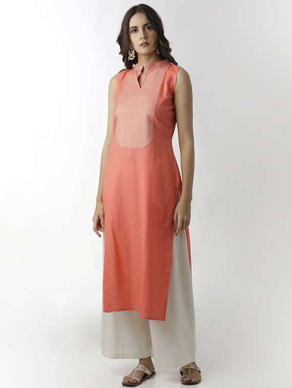 peach straight kurta