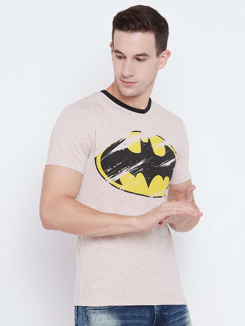 beige cotton chest print t-shirt - 15526766 -  Standard Image - 1