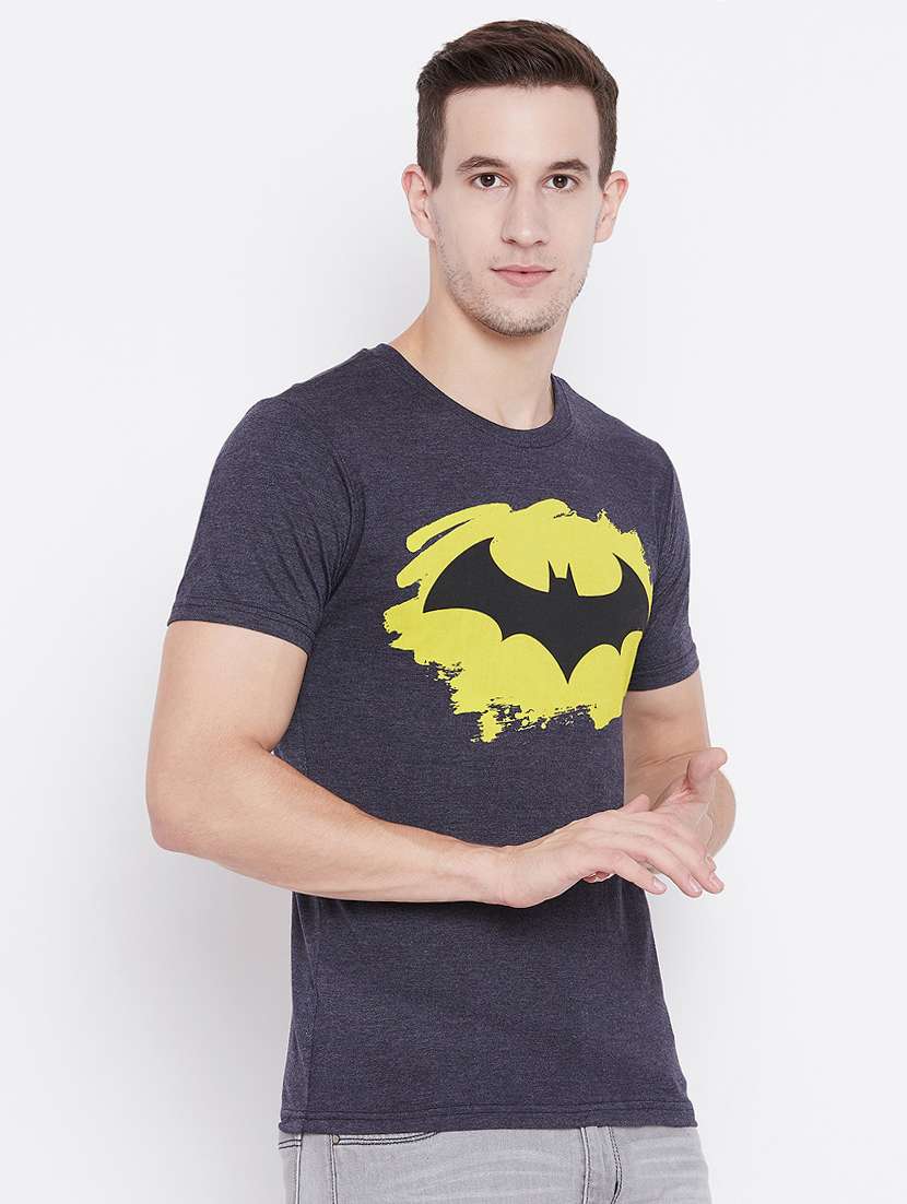 navy blue cotton chest print tshirt - 15526769 -  Standard Image - 1