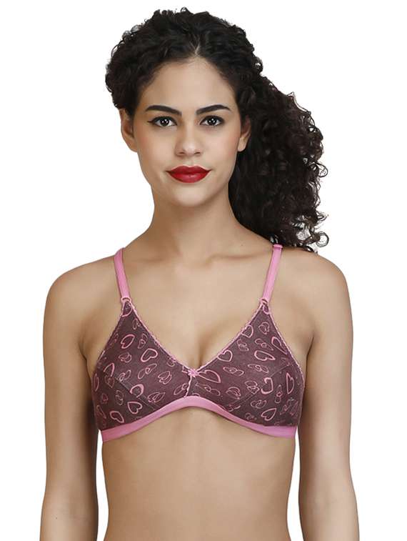 heart print push up bra