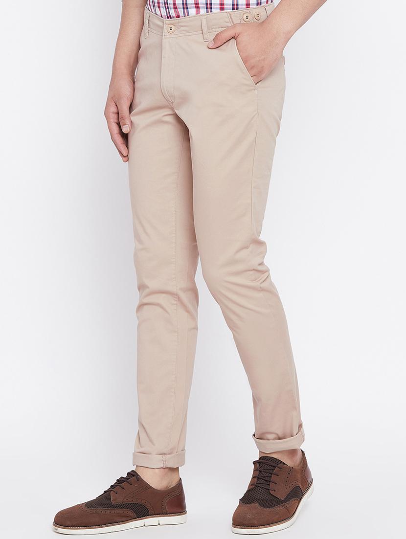beige cotton blend chinos - 15527520 - Standard Image - 1