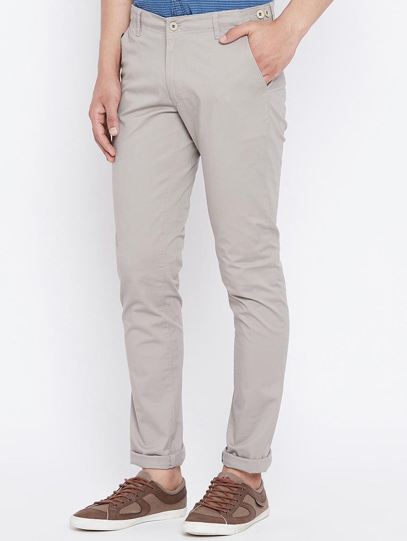 grey cotton blend chinos - 15527522 - Standard Image - 1