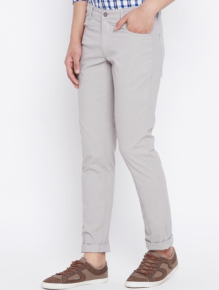 grey cotton blend chinos - 15527530 - Standard Image - 1