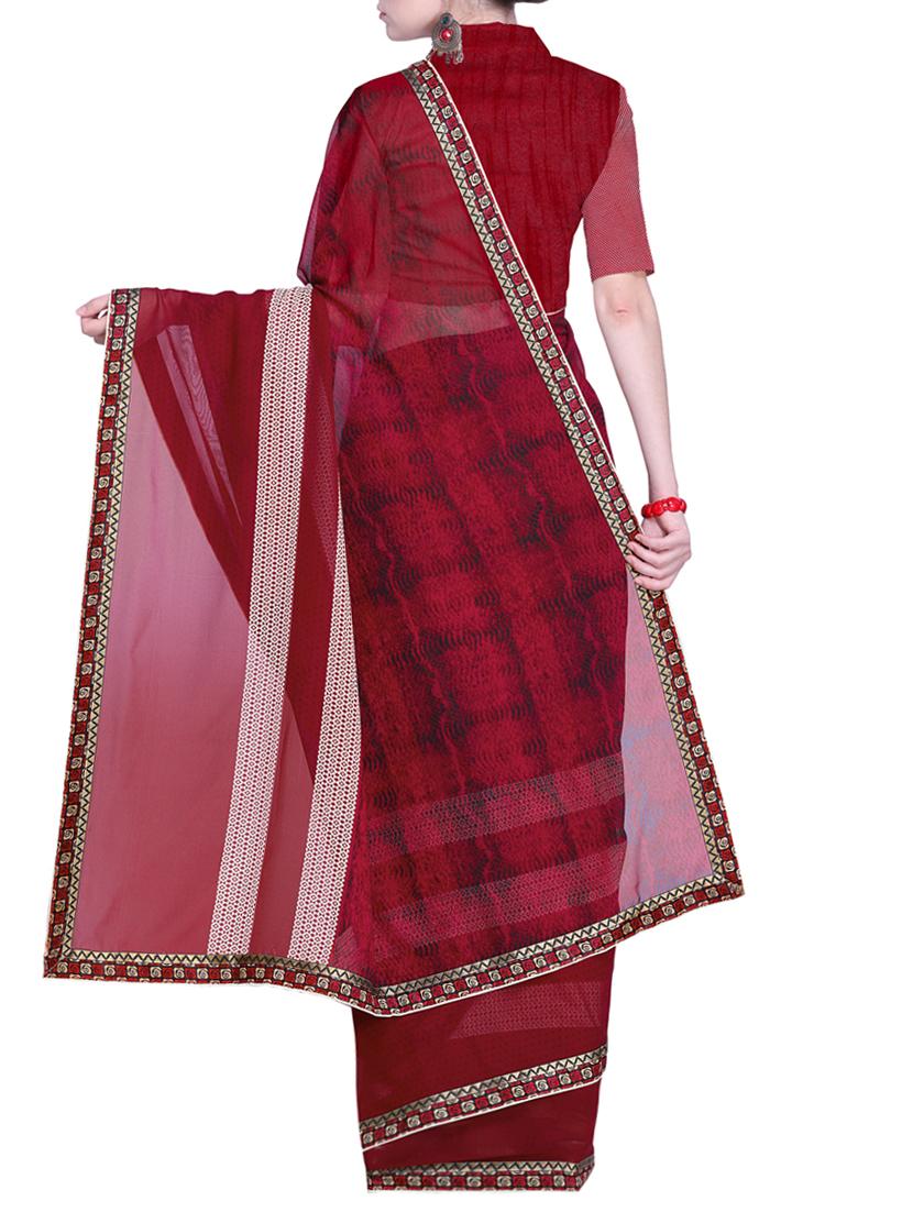 contrast bordered printed saree with blouse - 15528234 -  Standard Image - 1