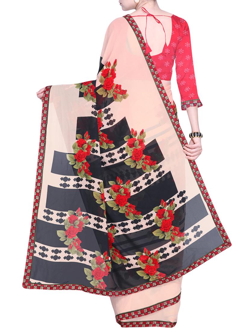 floral printed saree with blouse - 15528239 - Standard Image - 1