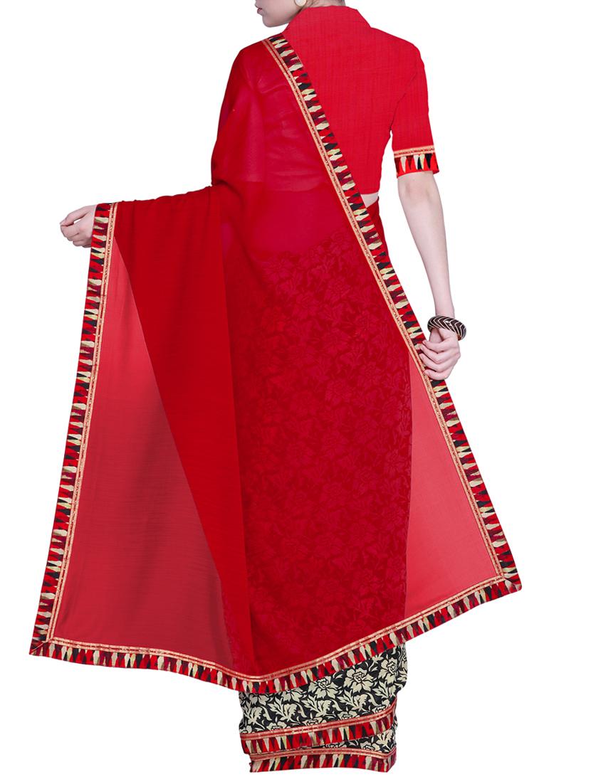 floral half and half saree with blouse - 15528260 -  Standard Image - 1