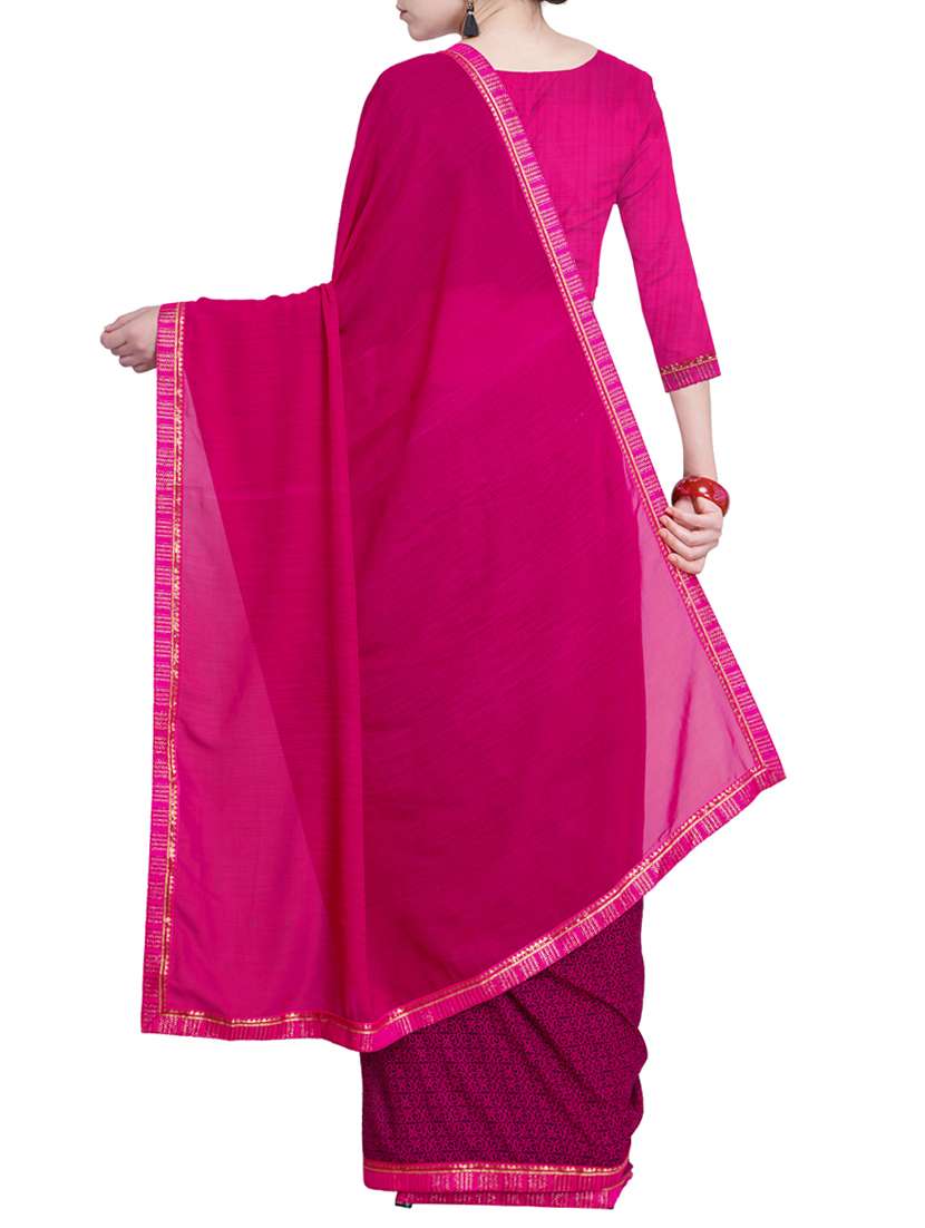 printed half and half saree with blouse - 15528264 -  Standard Image - 1