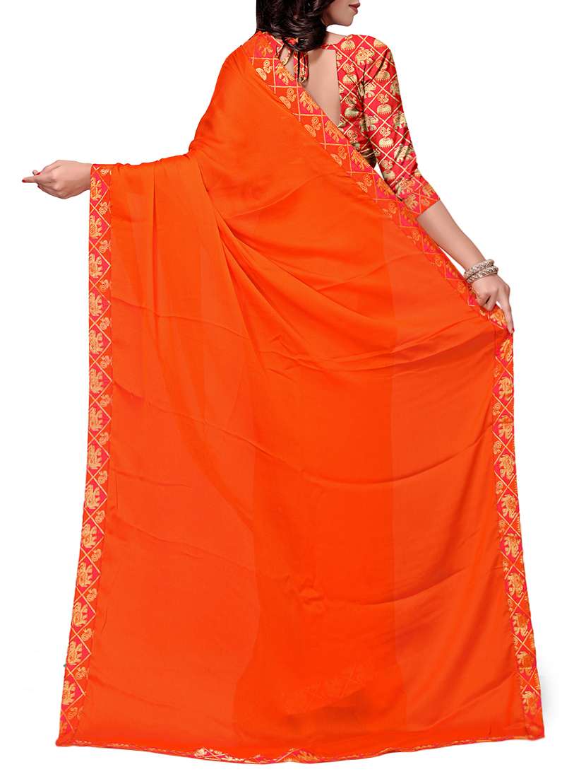 lace bordered saree with blouse - 15529541 -  Standard Image - 1