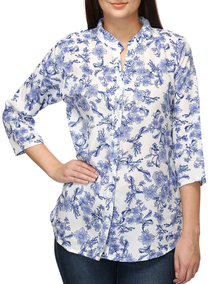 mandarin neck floral shirt