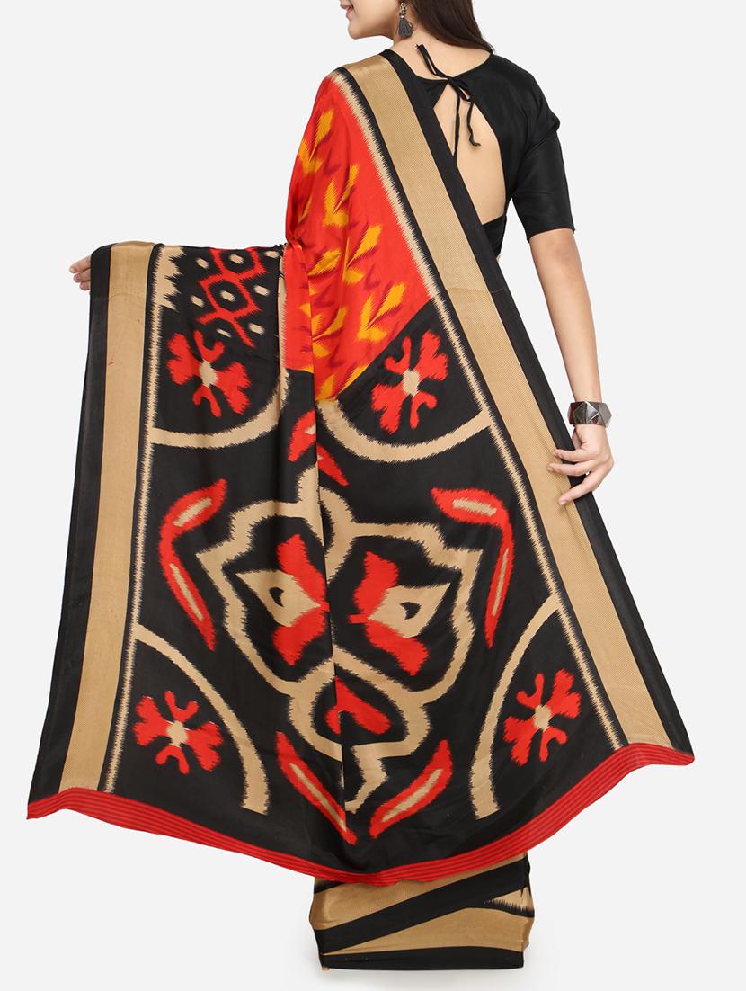 women's printed red colored saree with blouse - 15532637 - Standard Image - 1
