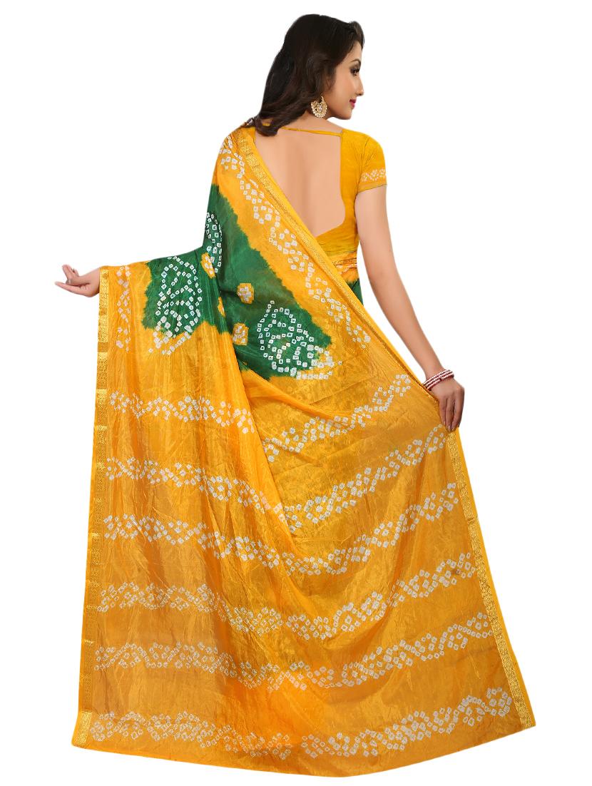 contrast bordered bandhani saree with blouse - 15534379 - Standard Image - 1