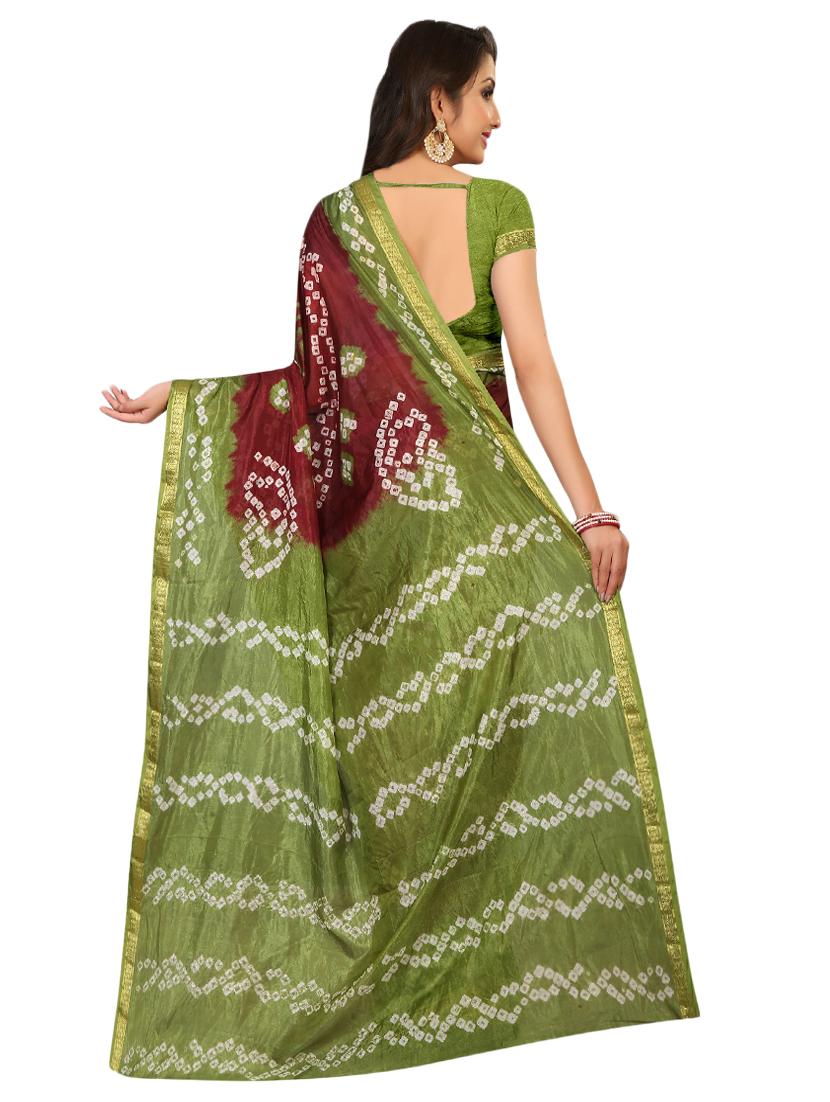 zari bordered bandhani saree with blouse - 15534381 - Standard Image - 1