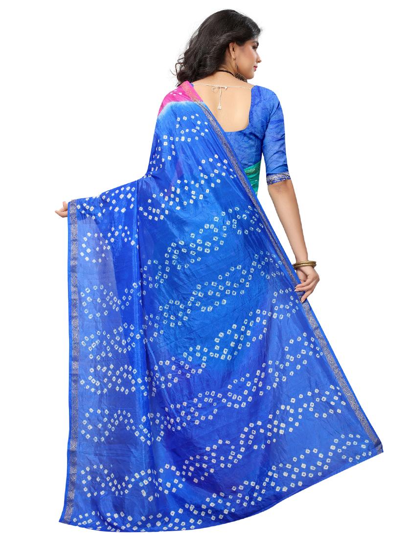 zari bordered bandhani saree with blouse - 15534387 - Standard Image - 1