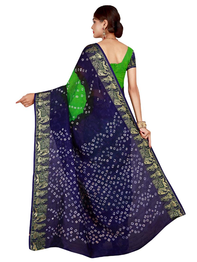 zari bordered bandhani saree with blouse - 15534392 - Standard Image - 1