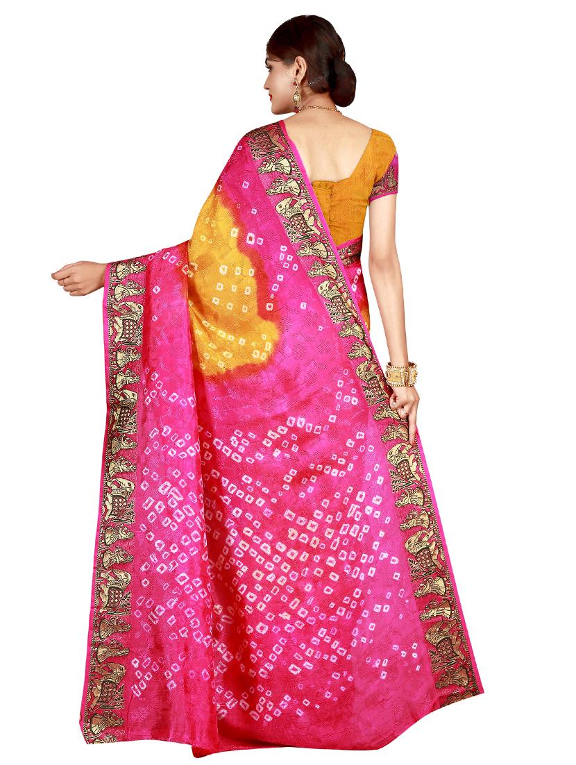 zari bordered bandhani saree with blouse - 15534402 - Standard Image - 1
