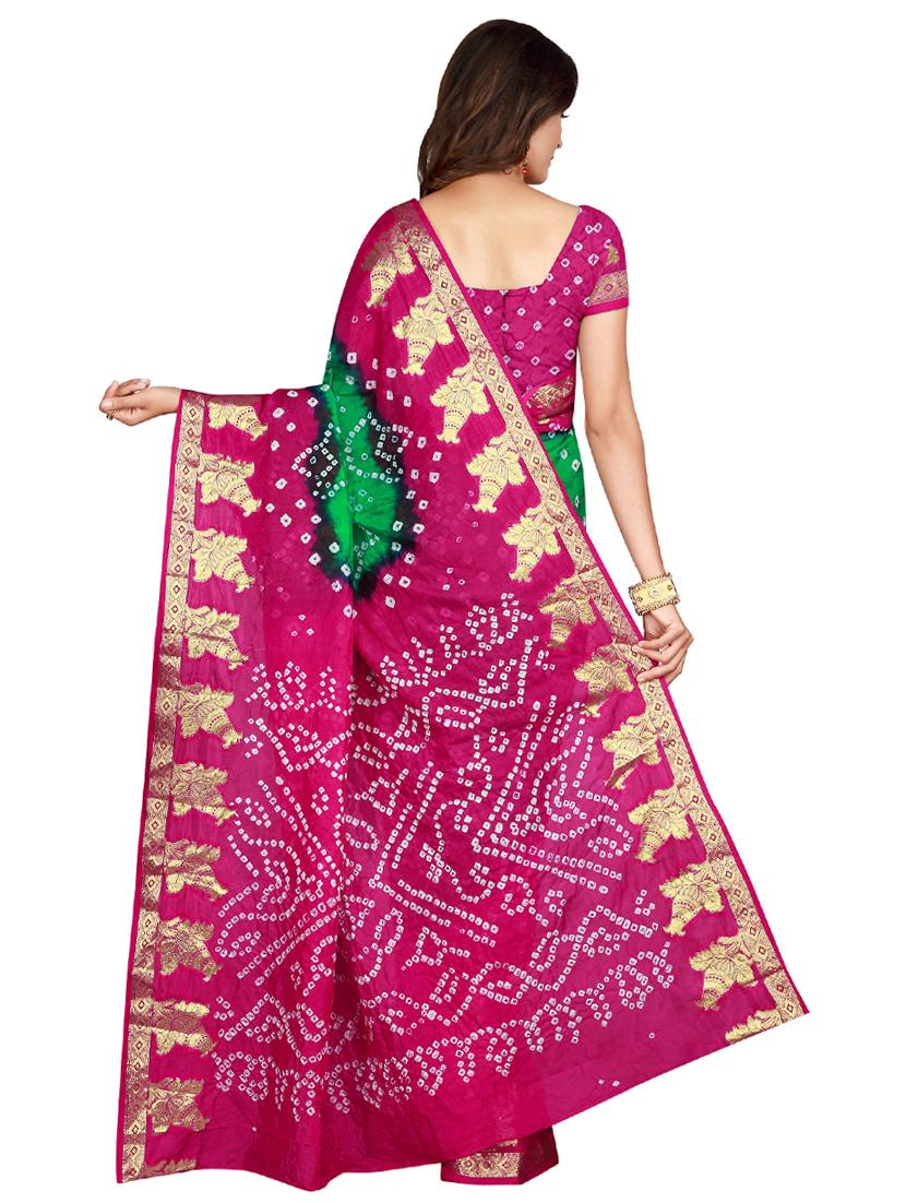 zari bordered bandhani saree with blouse - 15534412 -  Standard Image - 1