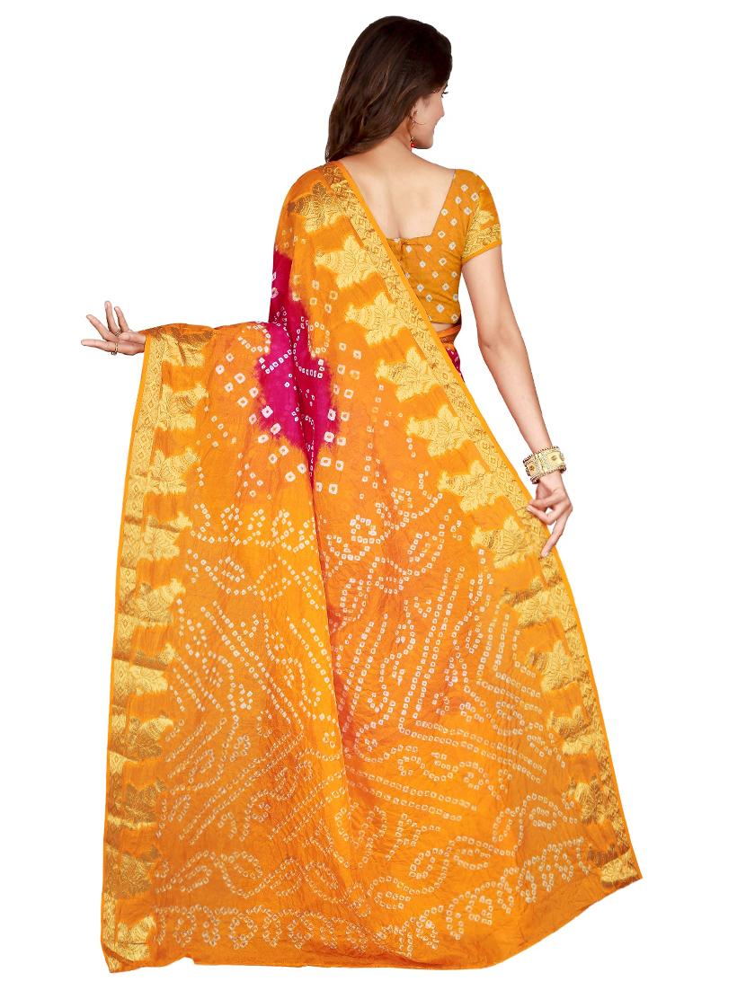 zari bordered bandhani saree with blouse - 15534415 -  Standard Image - 1