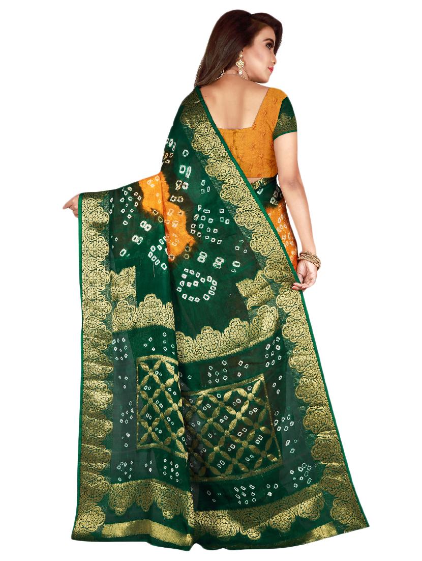 zari bordered bandhani saree with blouse - 15534421 - Standard Image - 1