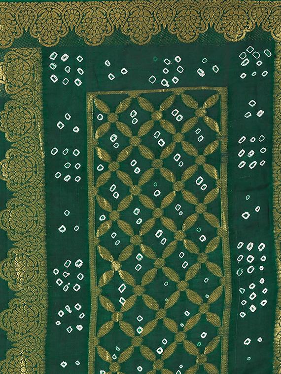 zari bordered bandhani saree with blouse - 15534421 - Standard Image - 4