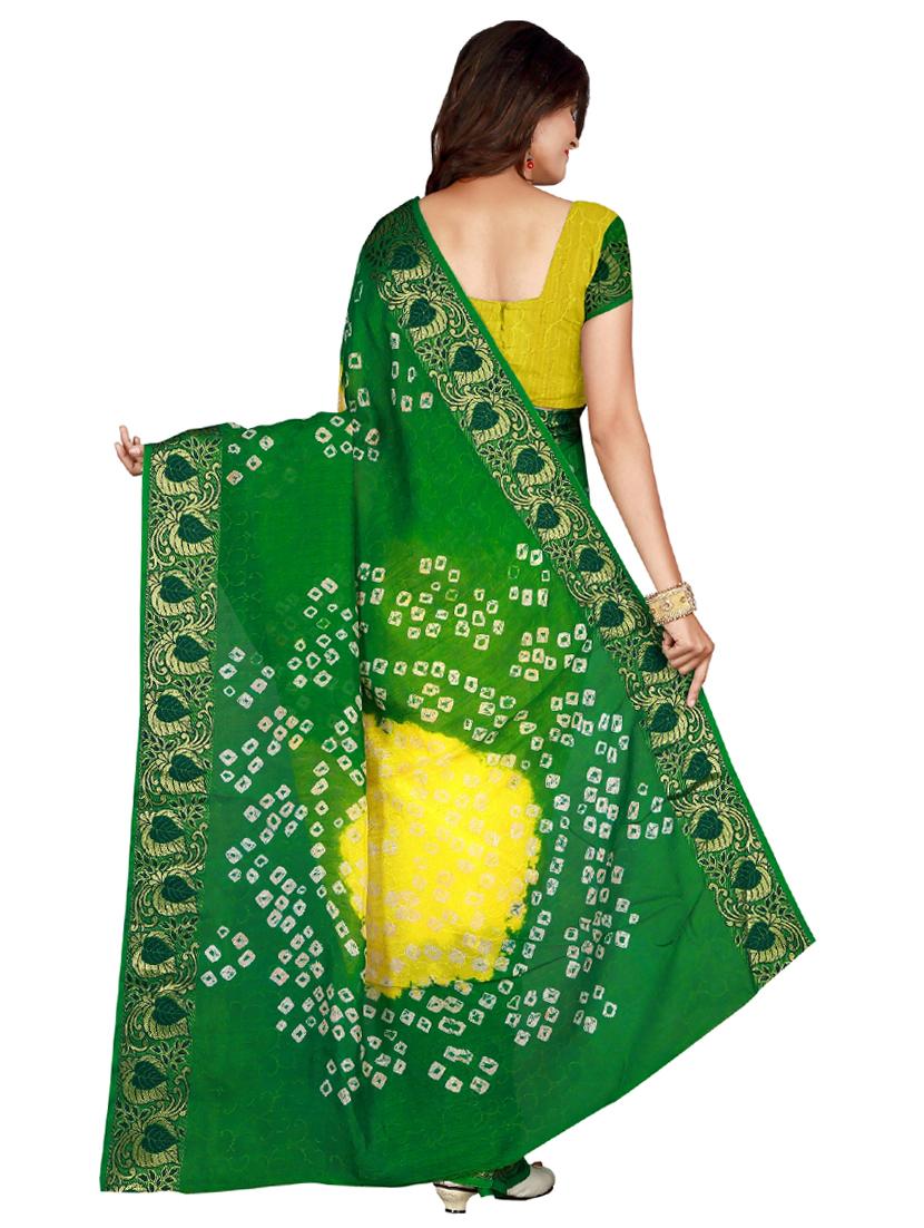zari bordered bandhani saree with blouse - 15534433 - Standard Image - 1