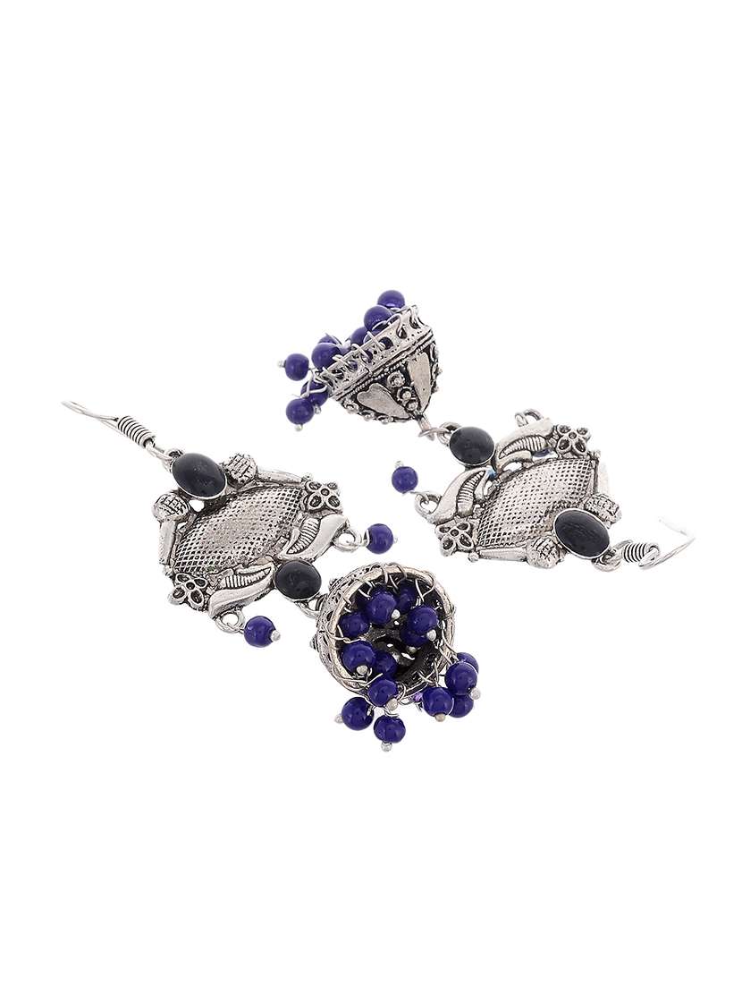 blue silver tone oxidized earrings - 15535337 -  Standard Image - 1